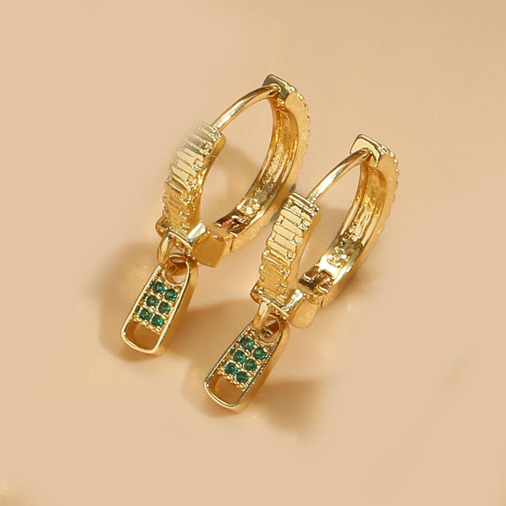 Cross-border hot-selling copper-plated 14K real gold, small temperament, zircon earrings, small light, luxury, ins, style versatile earrings, earrings