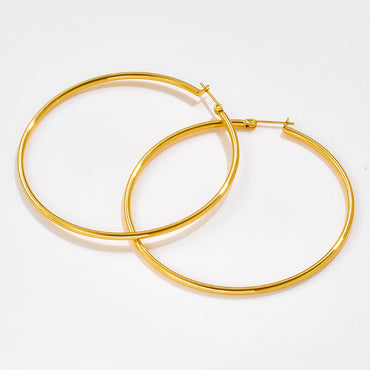 1 Pair Basic Round Plating Titanium Steel 18k Gold Plated Earrings
