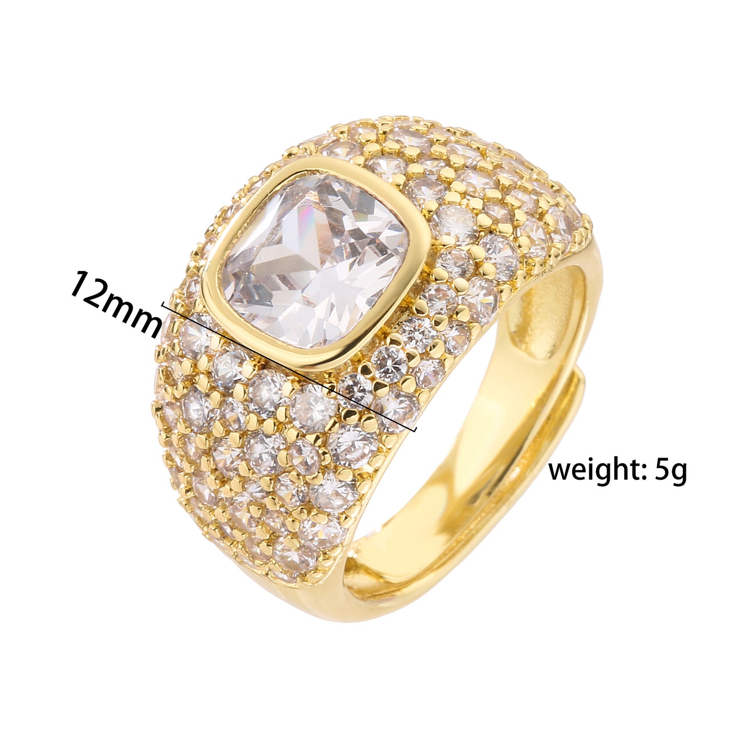 Ig Style Geometric Copper Plating Inlay Zircon Open Ring