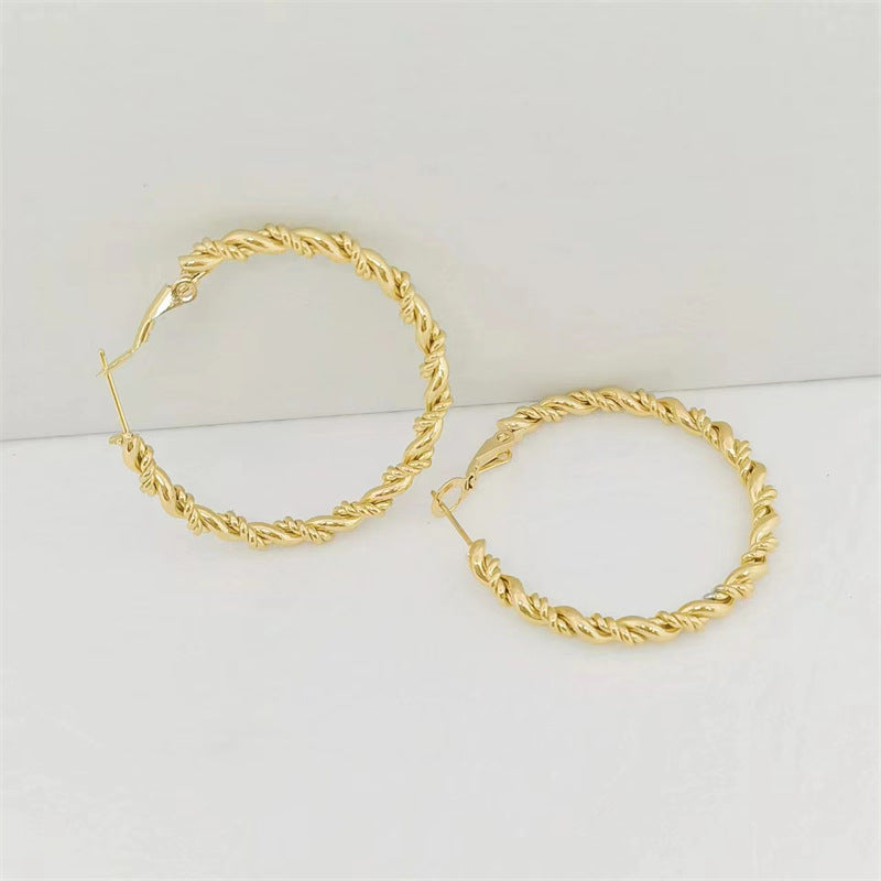 1 Pair Chinoiserie Solid Color Plating Titanium Steel Hoop Earrings