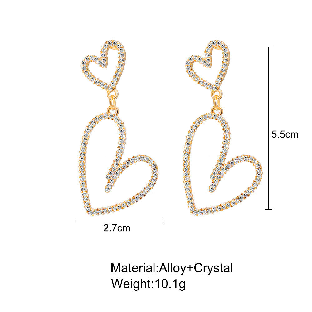 Simple Heart Pearl Butterfly Geometric Rhinestone Earrings