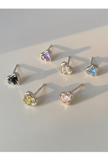 1 Pair Simple Style Heart Shape Plating Inlay Copper Zircon Ear Studs