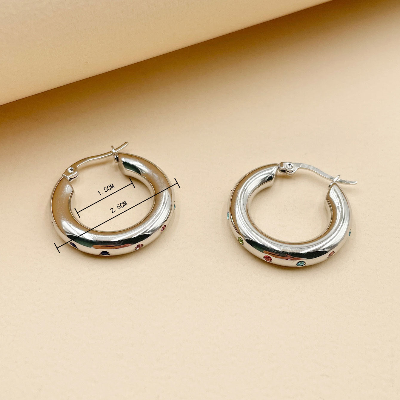 1 Pair Simple Style Circle Stainless Steel Earrings