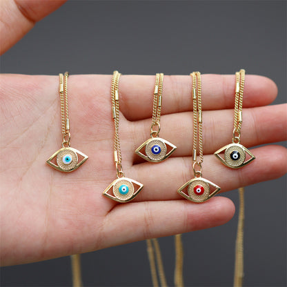 Copper Simple Style Classic Style Devil's Eye Enamel Pendant Necklace