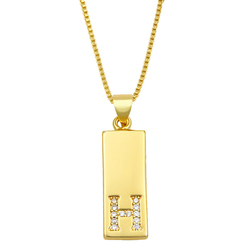 Simple Rectangle 26 Letter Necklace