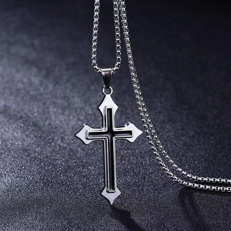 Retro Cross Flower Alloy Titanium Steel Plating Gold Plated Unisex Pendant Necklace