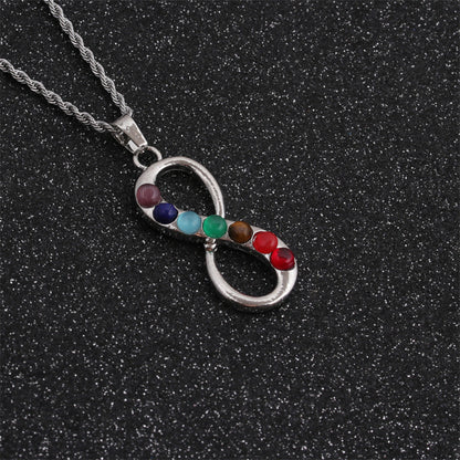 Seven Chakra Pendant Crystal Gem Alloy Inlaid Ethnic Style Necklace Wholesale Jewelry Gooddiy