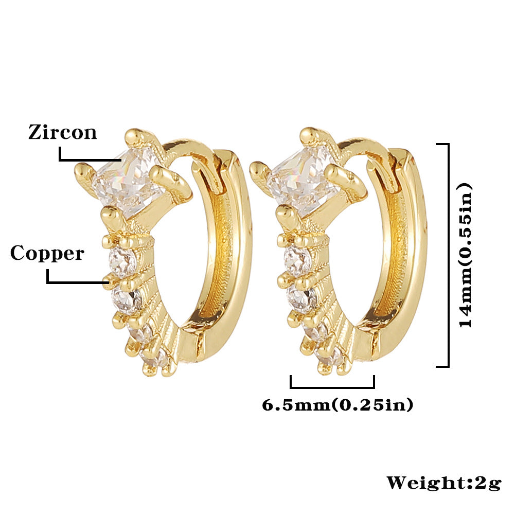 Fashion Water Droplets Copper Hoop Earrings Inlay Zircon Copper Earrings