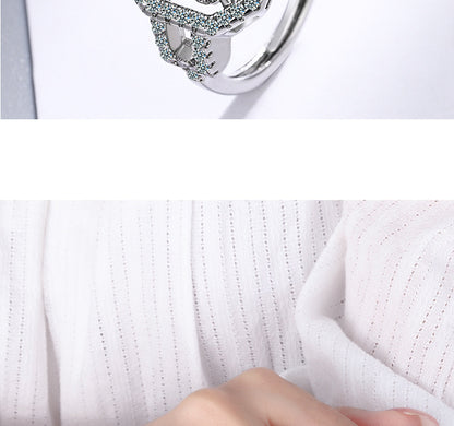 Luxurious Shiny Geometric Copper Plating Inlay Zircon Open Rings