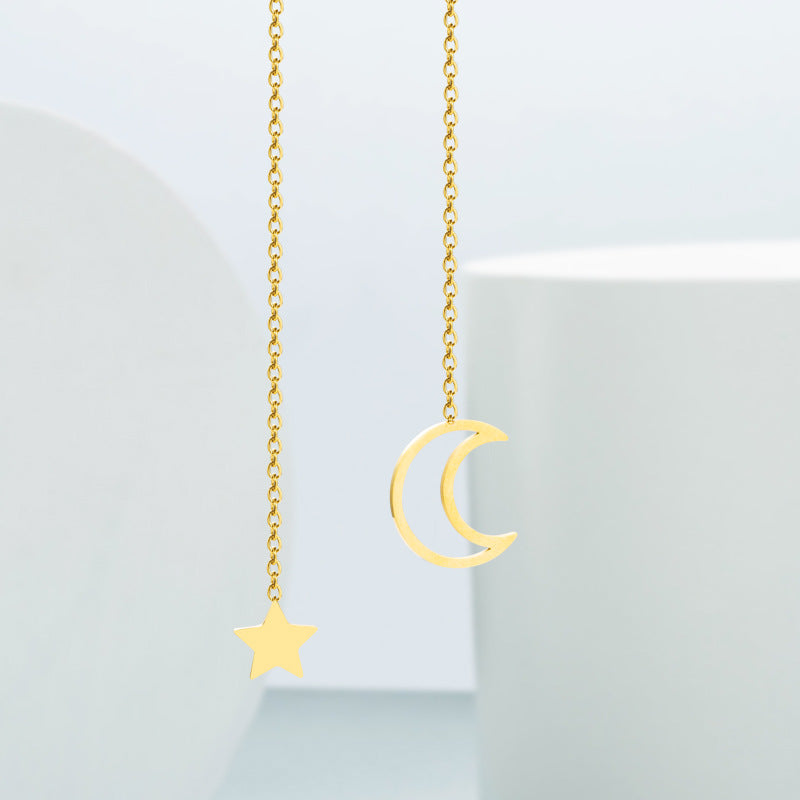 Fashion Star Moon Pendant Titanium Steel Necklace Wholesale Gooddiy