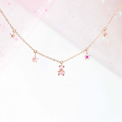 Cute Star Bear Copper Zircon Necklace In Bulk