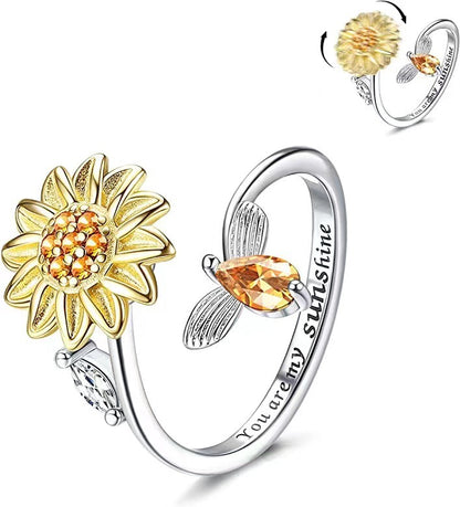Fashion Flower Copper Plating Inlay Zircon Open Ring 1 Piece