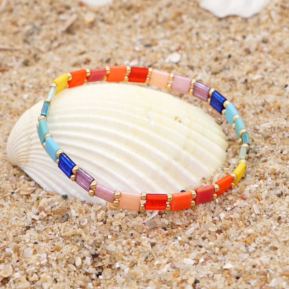 Sweet Geometric Glass Beaded Bracelets