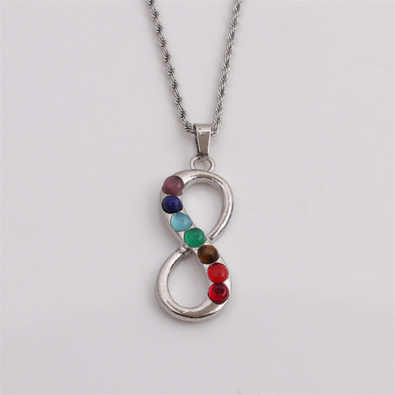 Seven Chakra Pendant Crystal Gem Alloy Inlaid Ethnic Style Necklace Wholesale Jewelry Gooddiy