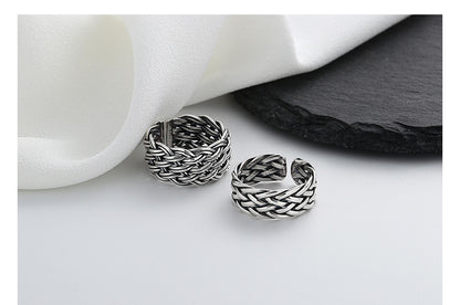 Wholesale Retro Geometric Sterling Silver Plating Open Ring