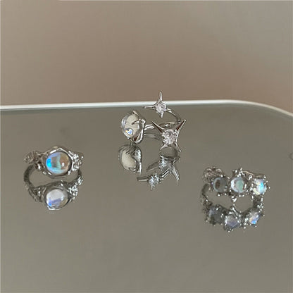 Simple Style Geometric Star Moonstone Alloy Wholesale Open Ring