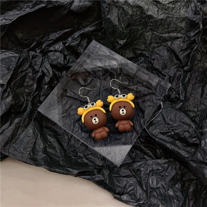 Cartoon Style Animal Resin Women's Drop Earrings Ear Clips 1 Pair