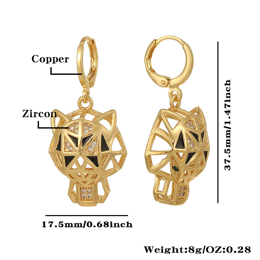 1 Pair IG Style Geometric Enamel Plating Inlay Copper Zircon Drop Earrings