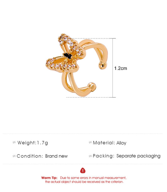 Wholesale Jewelry Simple Style Butterfly Alloy Zircon Plating Earrings