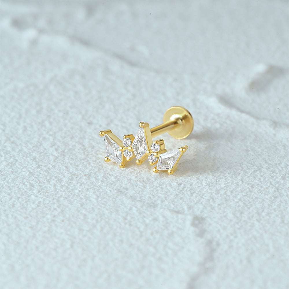 1 Piece Simple Style Flower Plating Sterling Silver Zircon Ear Studs