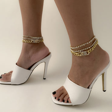 Sexy Geometric Alloy Aluminum Inlay Rhinestones Women's Anklet