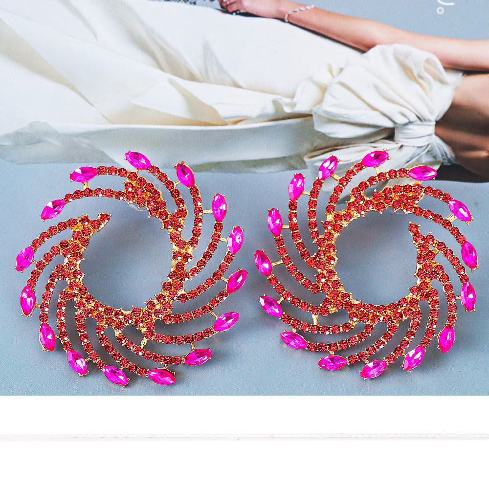 Retro Geometric Alloy Rhinestones Women's Ear Studs 1 Pair