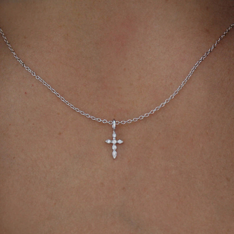 Sterling Silver Copper Elegant Cross Plating Pendant Necklace