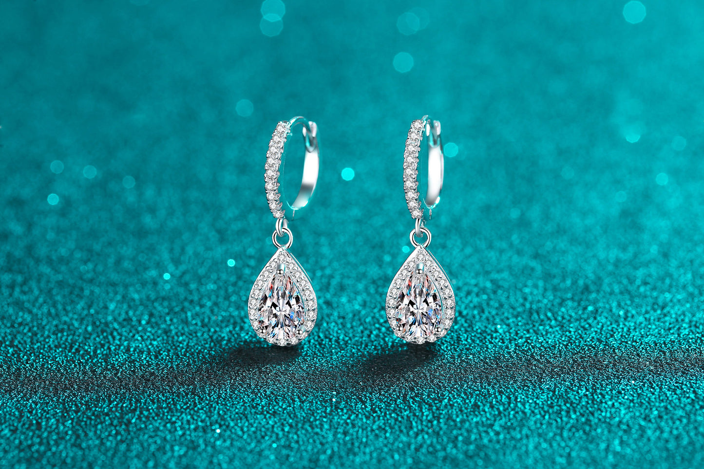 Elegant Water Droplets Sterling Silver Moissanite Zircon Drop Earrings In Bulk