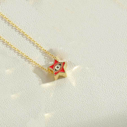 European and American hot-selling drip oil three-dimensional five-pointed star devil's eye pendant neck chainclavicle chain niche fashion necklace wholesale