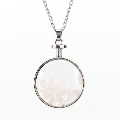 Ethnic Style Round Natural Stone Pendant Necklace In Bulk