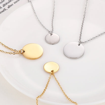 Simple Style Round Titanium Steel Plating Pendant Necklace 1 Piece