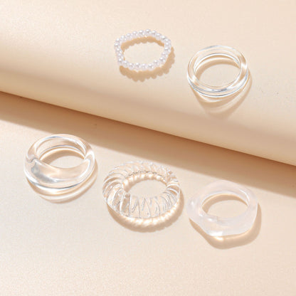 5 Piece Set Simple Style Geometric Transparent Resin Women's Rings