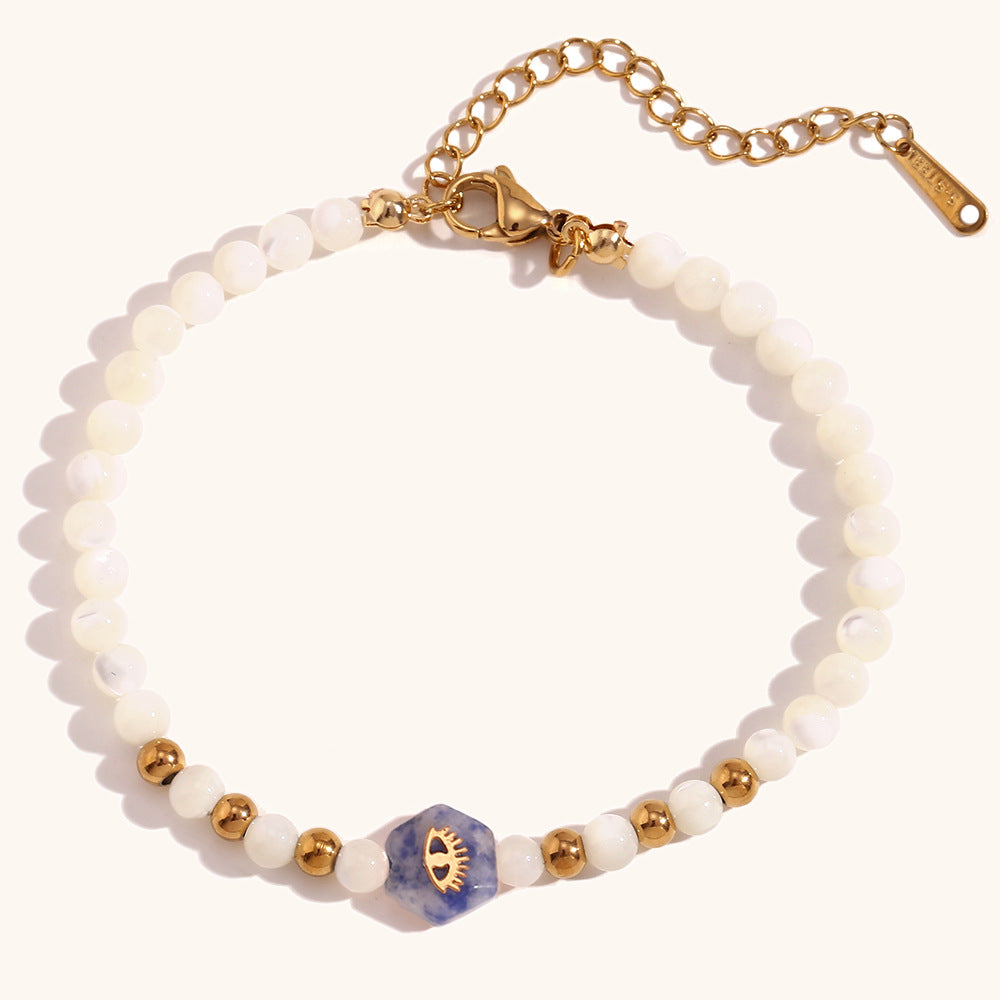 Simple Style Geometric Stainless Steel Artificial Pearl Natural Stone Beaded Plating Women's Bracelets