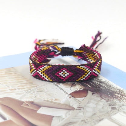 Ethnic Style Plaid Polyester Unisex Bracelets 1 Piece