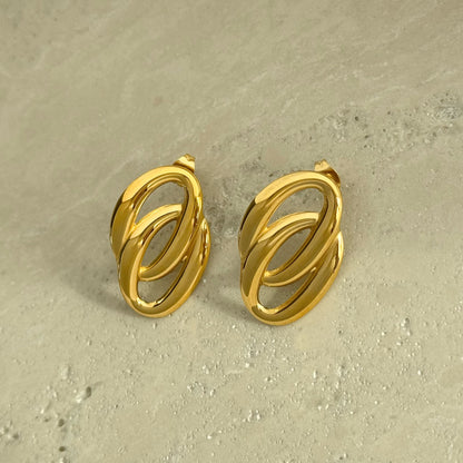 1 Pair Simple Style Commute Solid Color Plating Titanium Steel Gold Plated Ear Studs