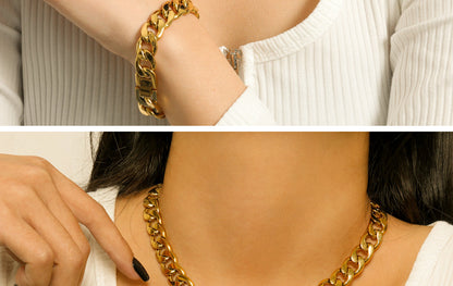 Simple Large 18k Gold-plated Stainless Steel Necklace