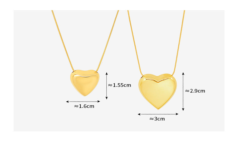 Fashion Heart Titanium Steel Plating Necklace