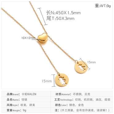 Fashion Stainless Steel Tassel Heart-shape Hollow Necklace