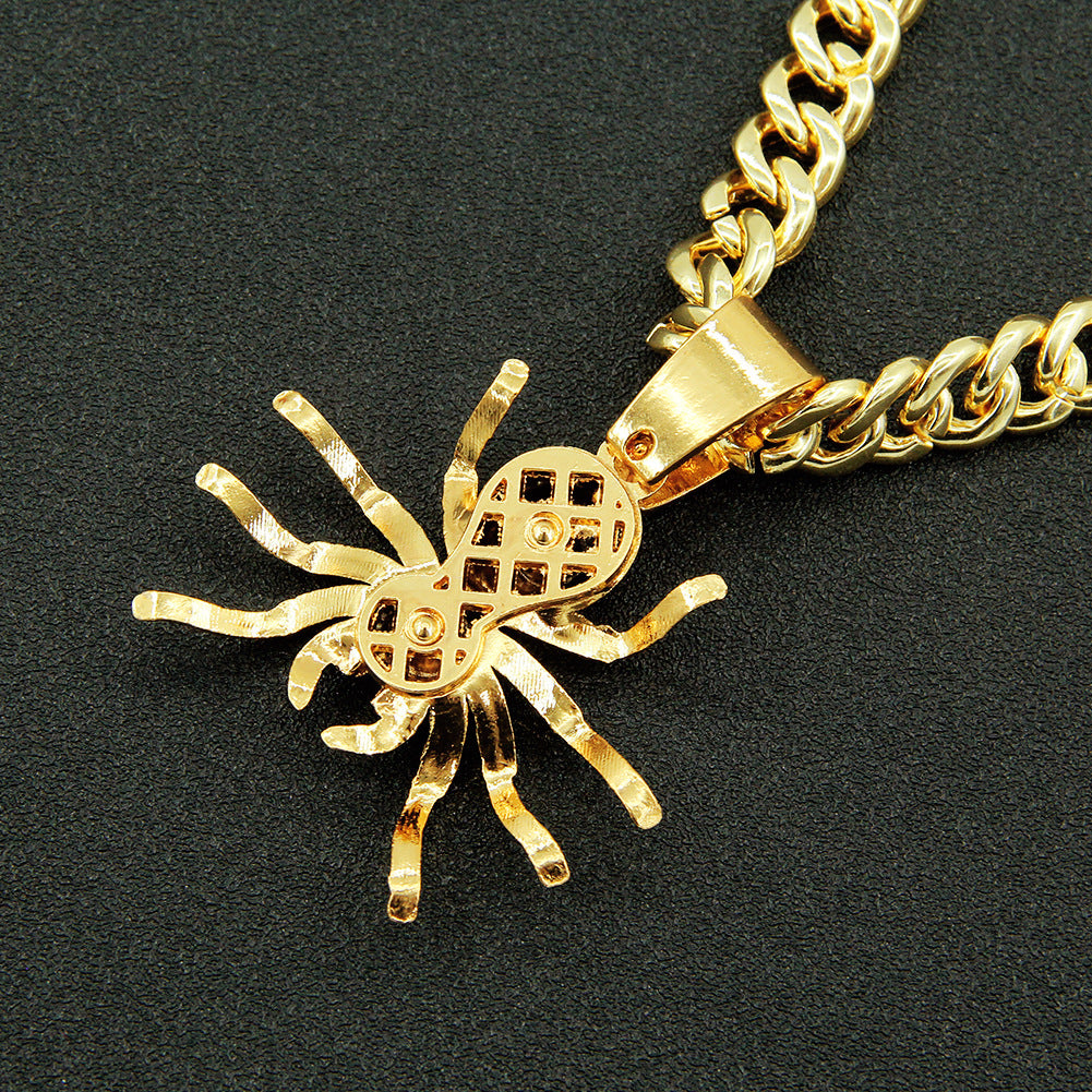 Street Exaggerated Personality Diamond Pendant Hip Hop Spider Necklace