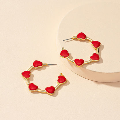 Jewelry Wholesale A Pair Of Drip-glazed Love Fashion Earrings