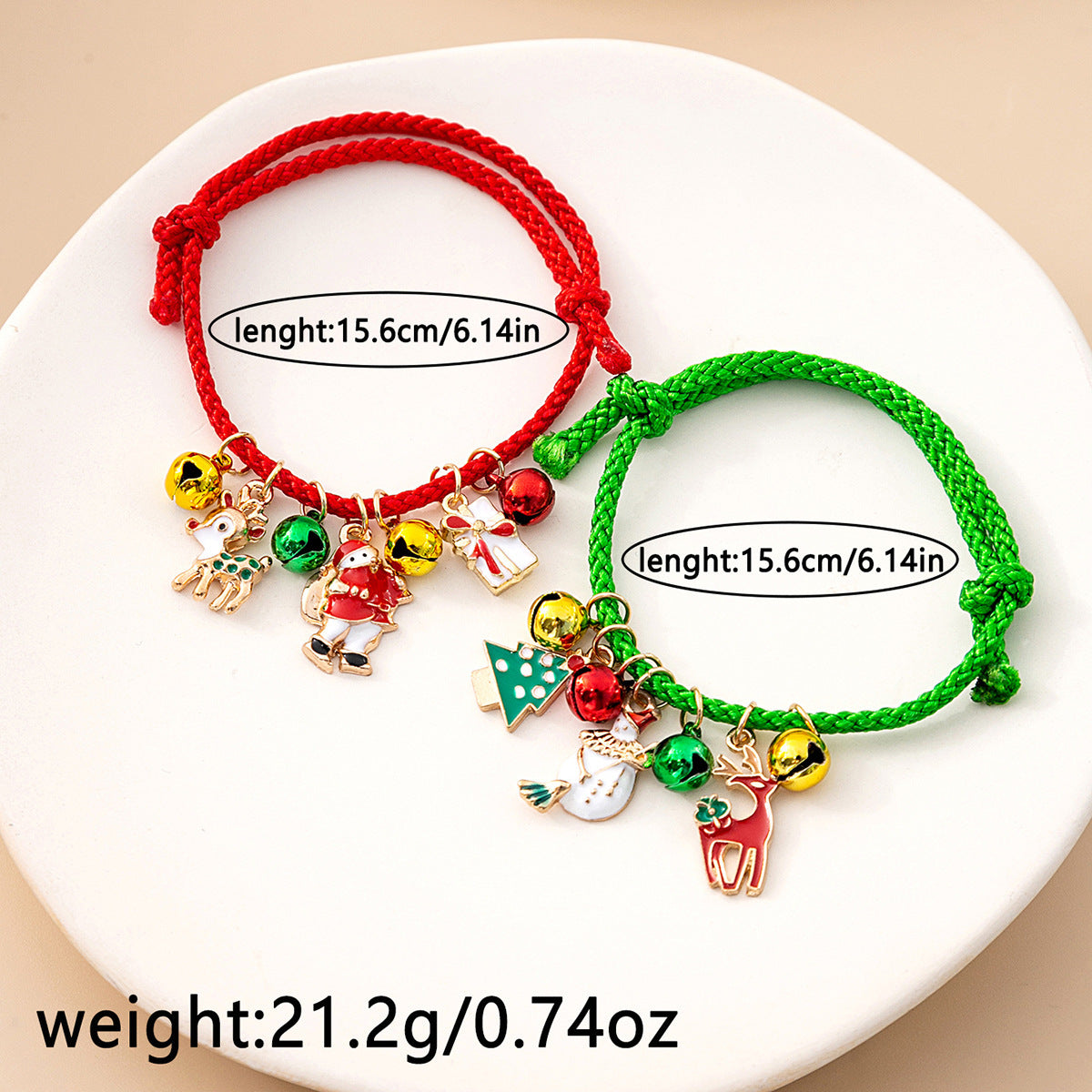 Cartoon Style Christmas Tree Santa Claus Bell Plastic Beaded Enamel Christmas Women's Bracelets