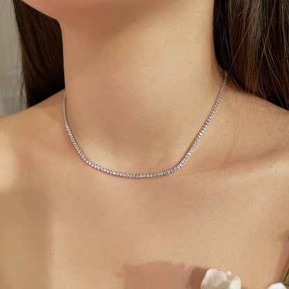 Simple Style Solid Color Sterling Silver Inlay Zircon Necklace 1 Piece