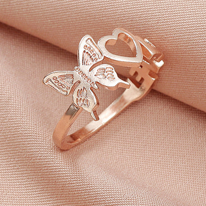 Fashion Hollow Butterfly Heart Ring