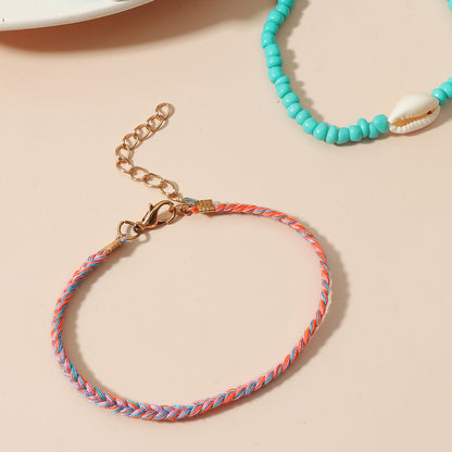 Cross-border New Arrival Set Bohemian Color Beaded Bracelet Shell Love Letter Bead Bracelet Three-piece Set For Women