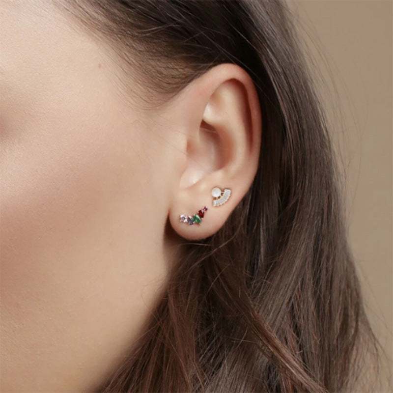 1 Piece Simple Style Geometric Plating Inlay Sterling Silver Zircon Ear Studs