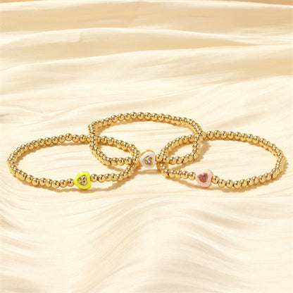 Simple Style Classic Style Heart Shape Copper Beaded Bracelets
