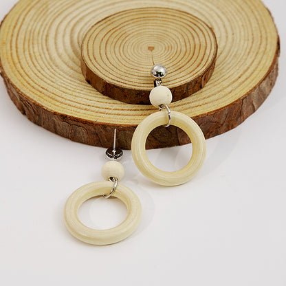 1 Pair Retro Geometric Wood Earrings