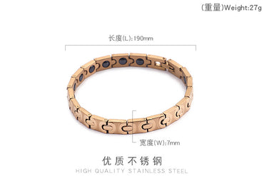 Personality Fashion Rose Gold Inlaid Metal Stone Titanium Steel Bracelet