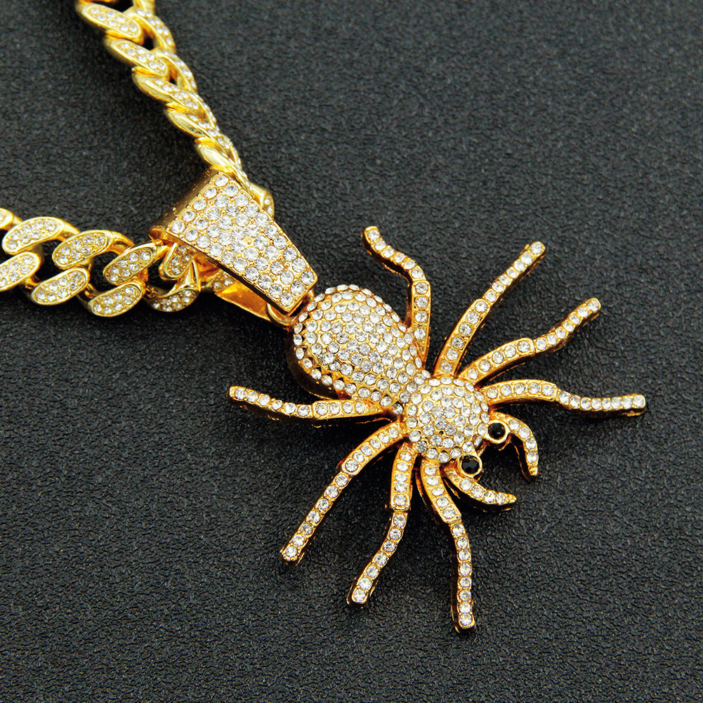 Street Exaggerated Personality Diamond Pendant Hip Hop Spider Necklace