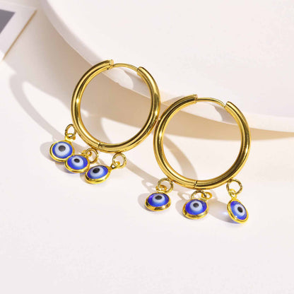 1 Pair Fashion Devil's Eye Plating Stainless Steel Earrings